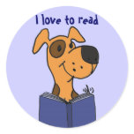 AG- I love to read dog cartoon stickers