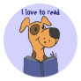AG- I love to read dog cartoon stickers