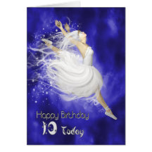 Age 10, leaping ballerina birthday card