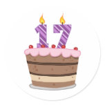 Age 17 on Birthday Cake Sticker