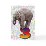 Age 3, a happy elephants birthday card