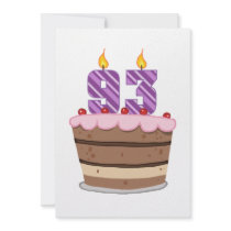 Age 93 on Birthday Cake Custom Announcements