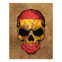 Aged and Worn Spanish Flag Skull Invites