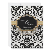Aged Distressed Damask Golden Bling Look Wedding Custom Invites