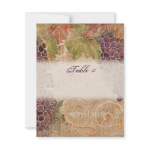 Aged Grape Vineyard Table Number Card