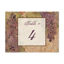 Aged Grape Vineyard Table Number Card
