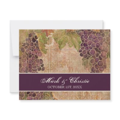 Aged Grape Vineyard Wedding RSVP Response Card Custom Invite by AudreyJeanne