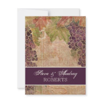 Aged Grape Vineyard Wedding Stationery - flat card