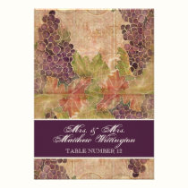 Aged Grape Vineyard Wedding Table Number Seating invitations