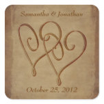 Aged Look Entwined Hearts Wedding Sticker