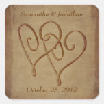 Aged Look Entwined Hearts Wedding Sticker