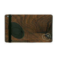 Aged Mahogany Faux Wood Texture with engraving iPad Folio Case