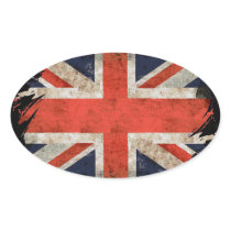 Aged shredded Union Jack Oval Sticker