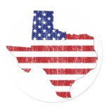 AGED US FLAG TEXAS ROUND STICKERS