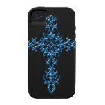 Aggressive Blue Gothic Cross iPhone 4/4S Cases