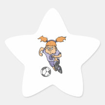 aggressive girl soccer player graphic star stickers