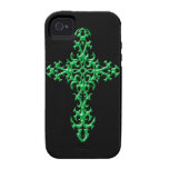 Aggressive Green Gothic Cross iPhone 4 Case
