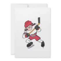 aggressive mean ice hockey player graphic custom invitations