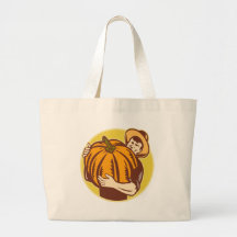Agriculteur organique avec la rétro gravure sur bo sac en toile