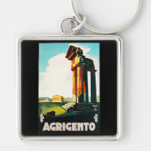 Agrigento Vintage Travel Advertisement Keychains