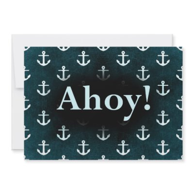 Ahoy! Anchor Pattern Design Dark Blue by CardsForAll