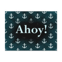 Ahoy! Anchor Pattern Design Dark Blue