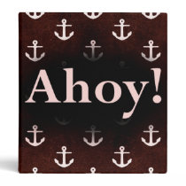 Ahoy! Anchor Pattern Design Dark Red binders