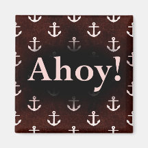 Ahoy! Anchor Pattern Design Dark Red Magnet