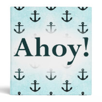 Ahoy! Anchor Pattern Design Light Blue binders