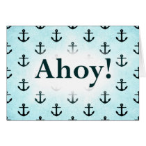 Ahoy! Anchor Pattern Design Light Blue cards