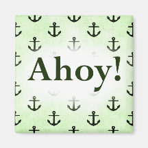 Ahoy! Anchor Pattern Design Light Green Magnet