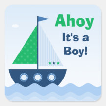 Ahoy Its a Boy Baby Shower Sticker