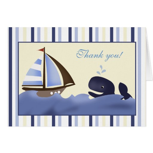 Ahoy Mate Blue Whale Folded Thank you note Greeting Cards