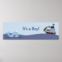 Ahoy Mate Nautical Baby Shower Banner Sign Print