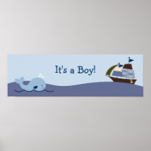 Ahoy Mate Nautical Baby Shower Banner Sign Print