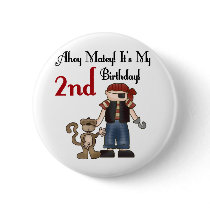 Ahoy Matey Pirate 2nd Birthday tshirts and Gifts Pinback Button
