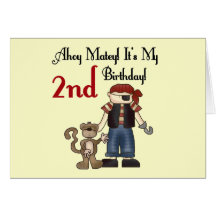 Ahoy Matey Pirate 2nd Birthday tshirts and Gifts Greeting Card