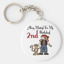 Ahoy Matey Pirate 2nd Birthday tshirts and Gifts Key Chain