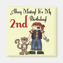 Ahoy Matey Pirate 2nd Birthday tshirts and Gifts Fridge Magnet