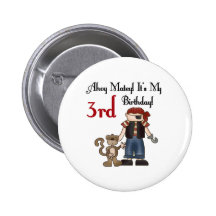 Ahoy Matey Pirate 3rd Birthday Pinback Button