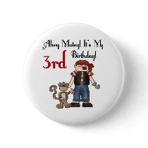 Ahoy Matey Pirate 3rd Birthday Tshirts and Gifts Button