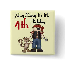 Ahoy Matey Pirate 4th Birthday Tshirts and Gifts Button