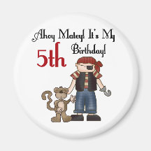 Ahoy Matey Pirate 5th Birthday Fridge Magnets
