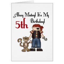 Ahoy Matey Pirate 5th Birthday Greeting Card
