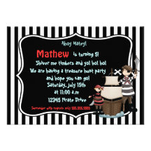 Ahoy Matey -Pirate birthday party invitation-black