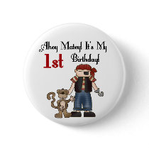 Ahoy Pirate First Birthday Tshirts and Gifts Pinback Button