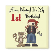 Ahoy Pirate First Birthday Tshirts and Gifts Refrigerator Magnets