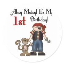 Ahoy Pirate First Birthday Tshirts and Gifts Sticker