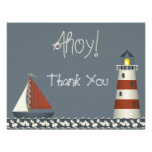 Ahoy Sail Boat & Lighthouse Thank You Note Cards Announcement