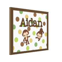 AIDAN Personalized Monkey Wall Art Name Canvas Gallery Wrapped Canvas